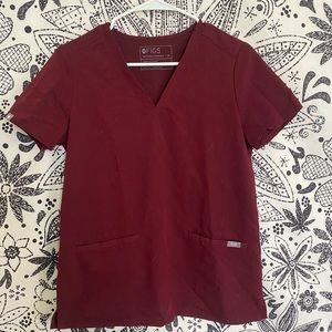 FIGS Burgundy Scrub Top and Bottom